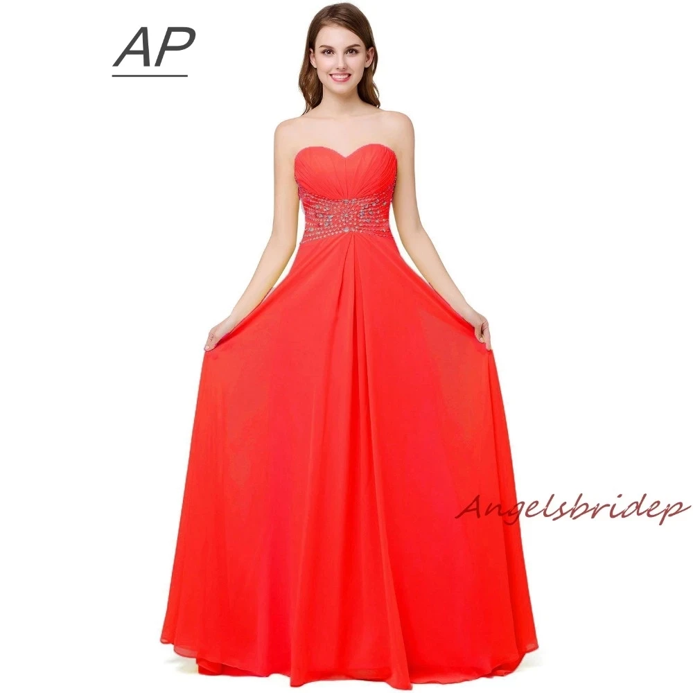 

ANGELSBRIEP Elegant Long Bridesmaid Dress Robe Demoiselle D'honneur Beading Waist Floor-Length Sexy Sweetheart Party Dresses