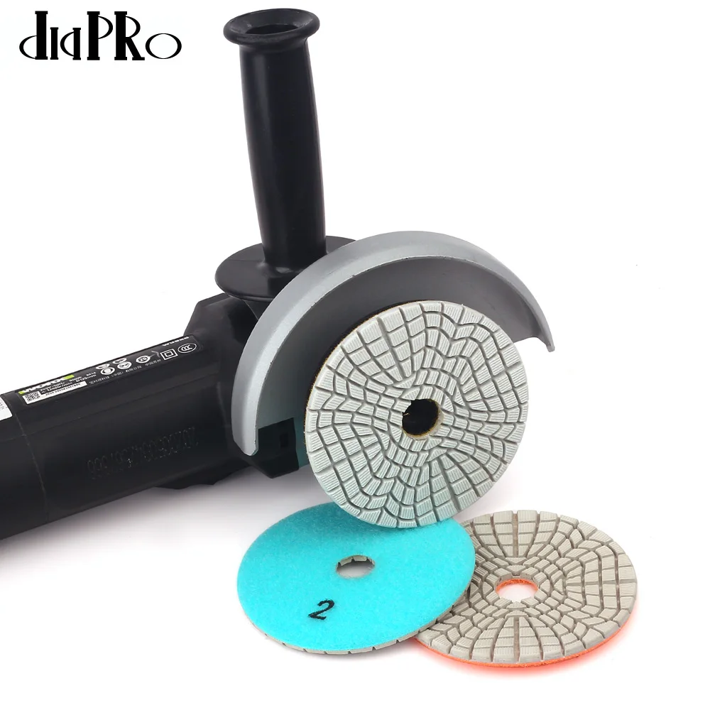 Almohadillas de pulido en húmedo superflexibles, 4 ", almohadillas de pulido de diamante, 3 escalones, para piedra de ingeniería de granito y mármol