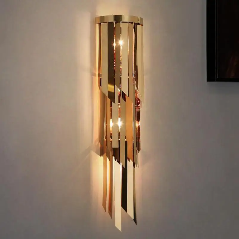 Large Gold finish Crystal Wall Lamp For Living Room  Long Crystal Bar Wall Lighting home Corridor Cafe project E14 Led Arandela