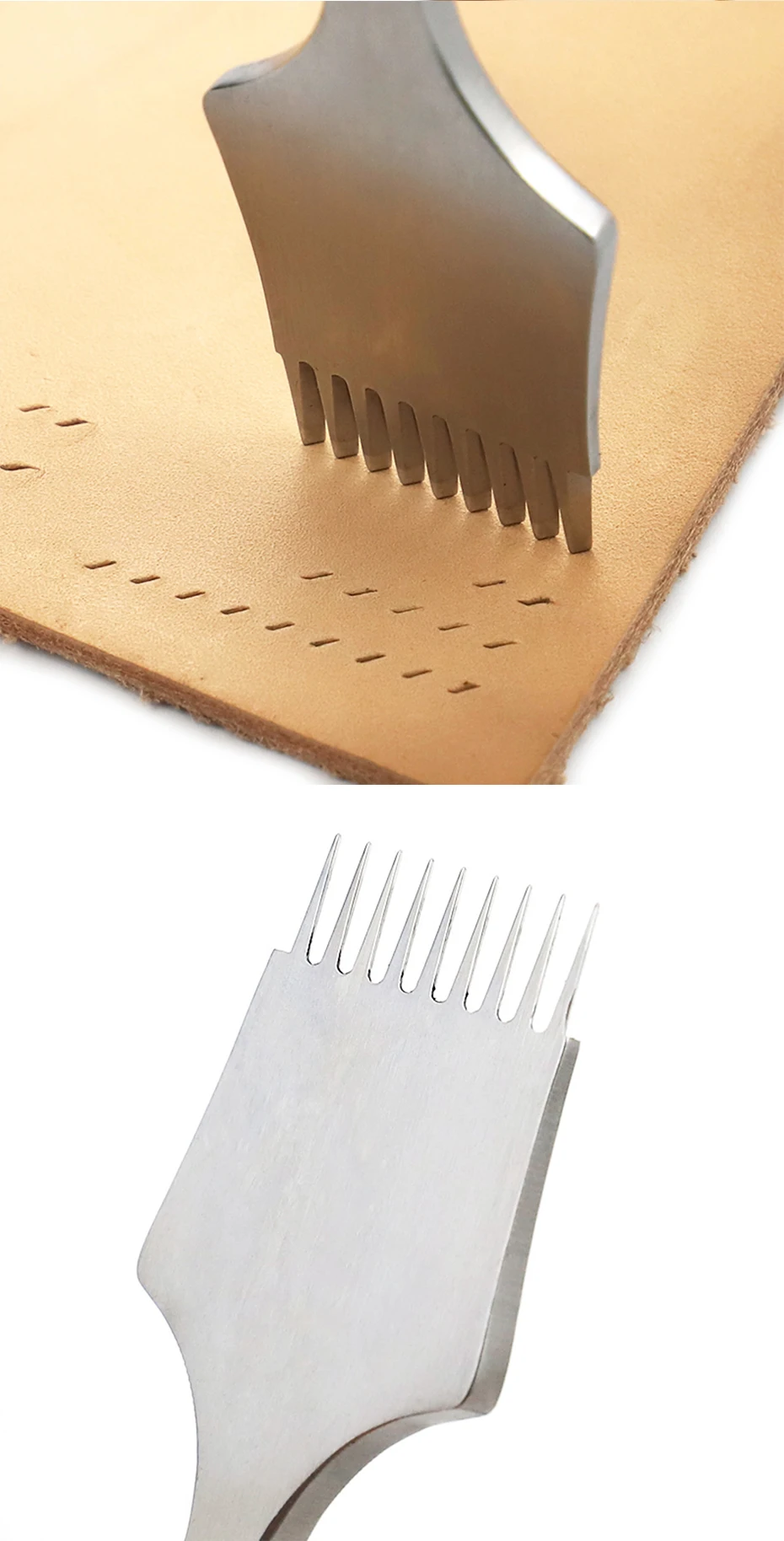 2.7/3.0/3.38mm Leder Handwerk schräg flach Diamant Stechen Eisen Set-2/3,85 Zinken Diamant Meißel hand gefertigte Bastel bedarf – Detail 4