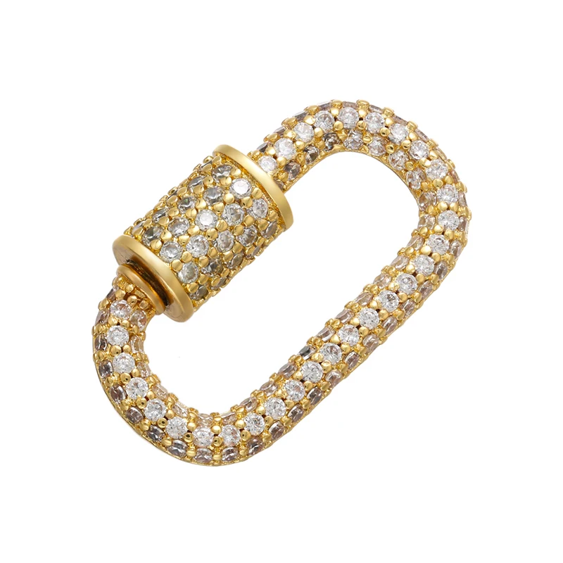 Pavé-Zirkonia 18K vergoldeter Karabinerverschluss DIY Schmuckzubehör für handgefertigte Halsketten- und Armbandkomponenten Schraubverschluss: VK106 – Detail 2