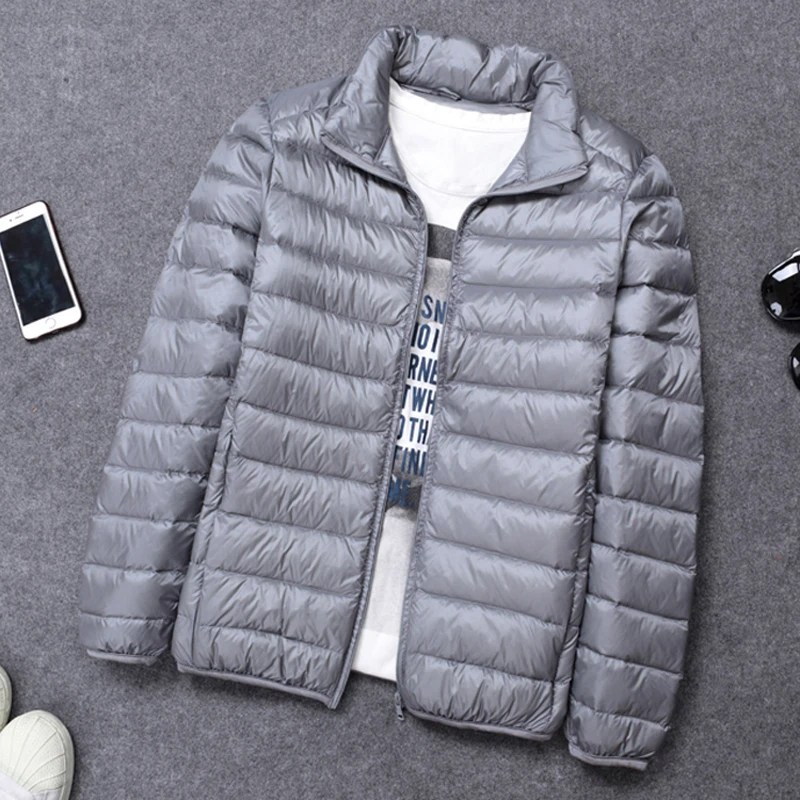 0-10℃ Man Ultra Light Down Jackets Men Winter Coat Ultralight Portable Stand Collar Down Parkas Windproof Overcoat 6XL