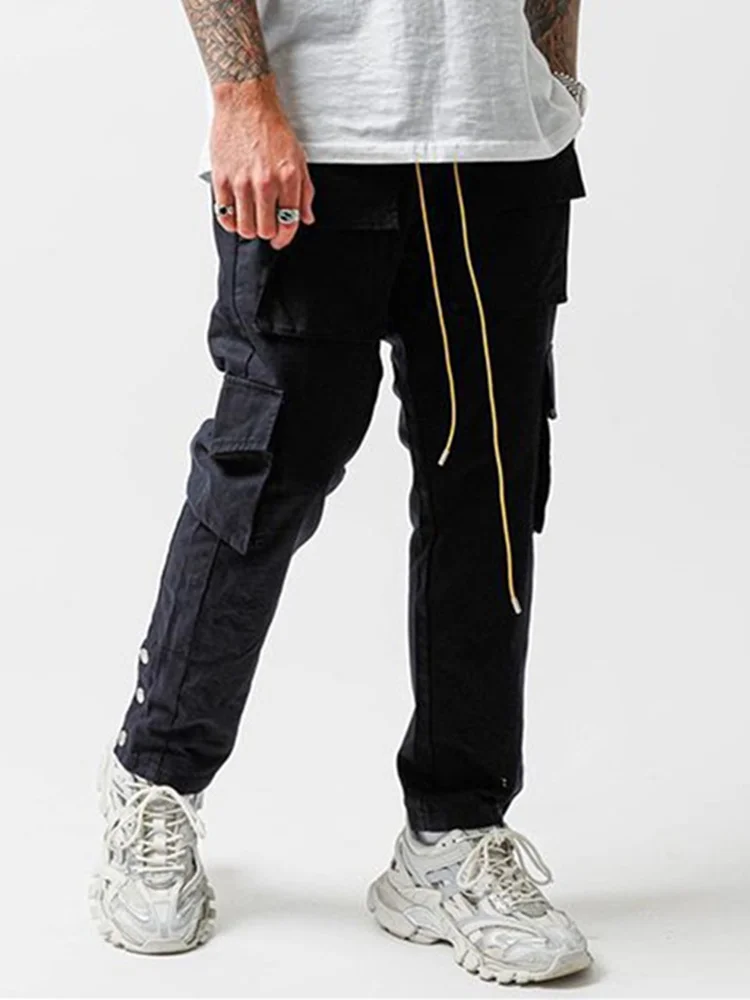 New Style Men's Cargo Pants Autumn Sports Leisure Tide Cuff Loose Running Training Trousers Fashion Button Sweatpants