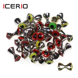 ICERIO 10PCS 3D Realistic Solid Dumbbell Fish Eyes Fly Tying Materials Sunken Brass Barbells Beads Pseudo Eyes