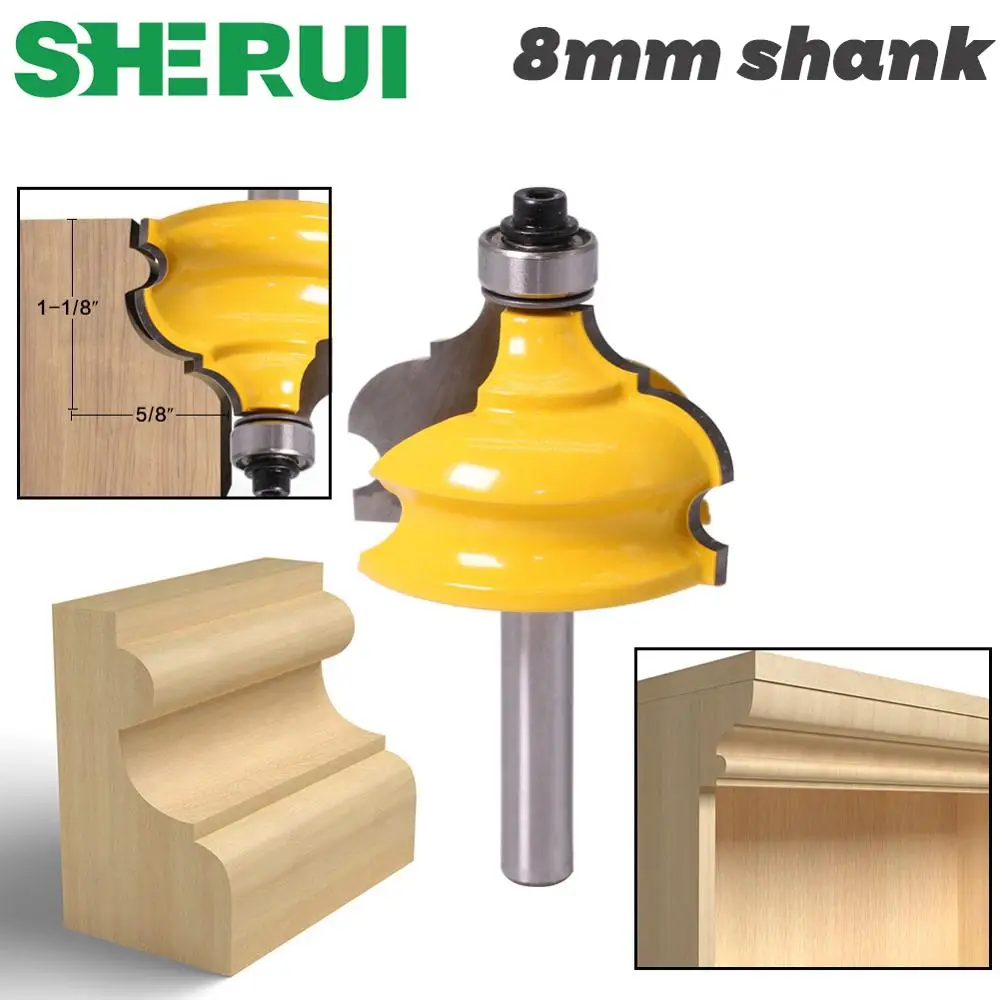 SHERUI 1PC 8Mm Shank Klasik & Bead Molding & Edging Router Bit-tenon Cutter untuk Alat Pertukangan