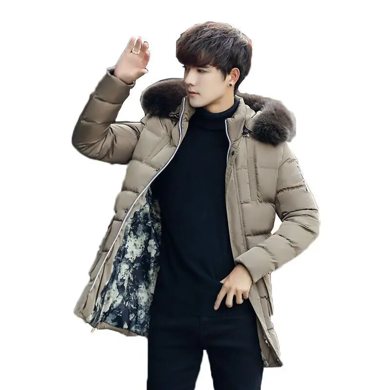 Cotton-padded Clothes Jacket Men's Mid-length Winter Thick Cotton-padded Clothes Warm Jacket Korean-style Slim Fit Men's Cotton