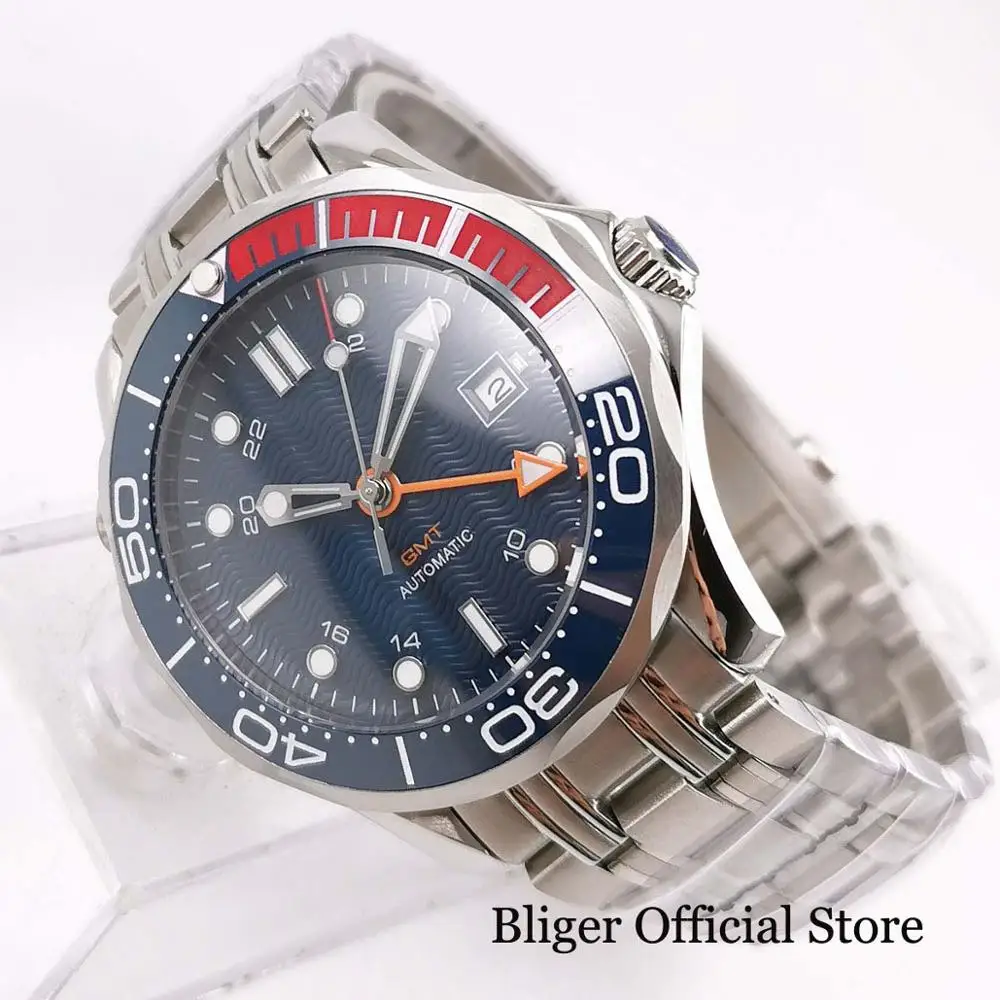 BLIGER Luxury 41mm Mechancial Men Watch Sapphire Glass NH34A Mingzhu 3804 Movement Steel Bracelet Ceramic Bezel Date Function