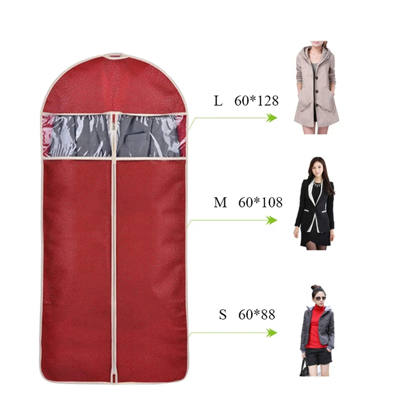 Non-woven Closet Hangin Clothing Cover,Garment bag with clear window, Suit cover with zipper,Wardrobe Wedding Dress cover