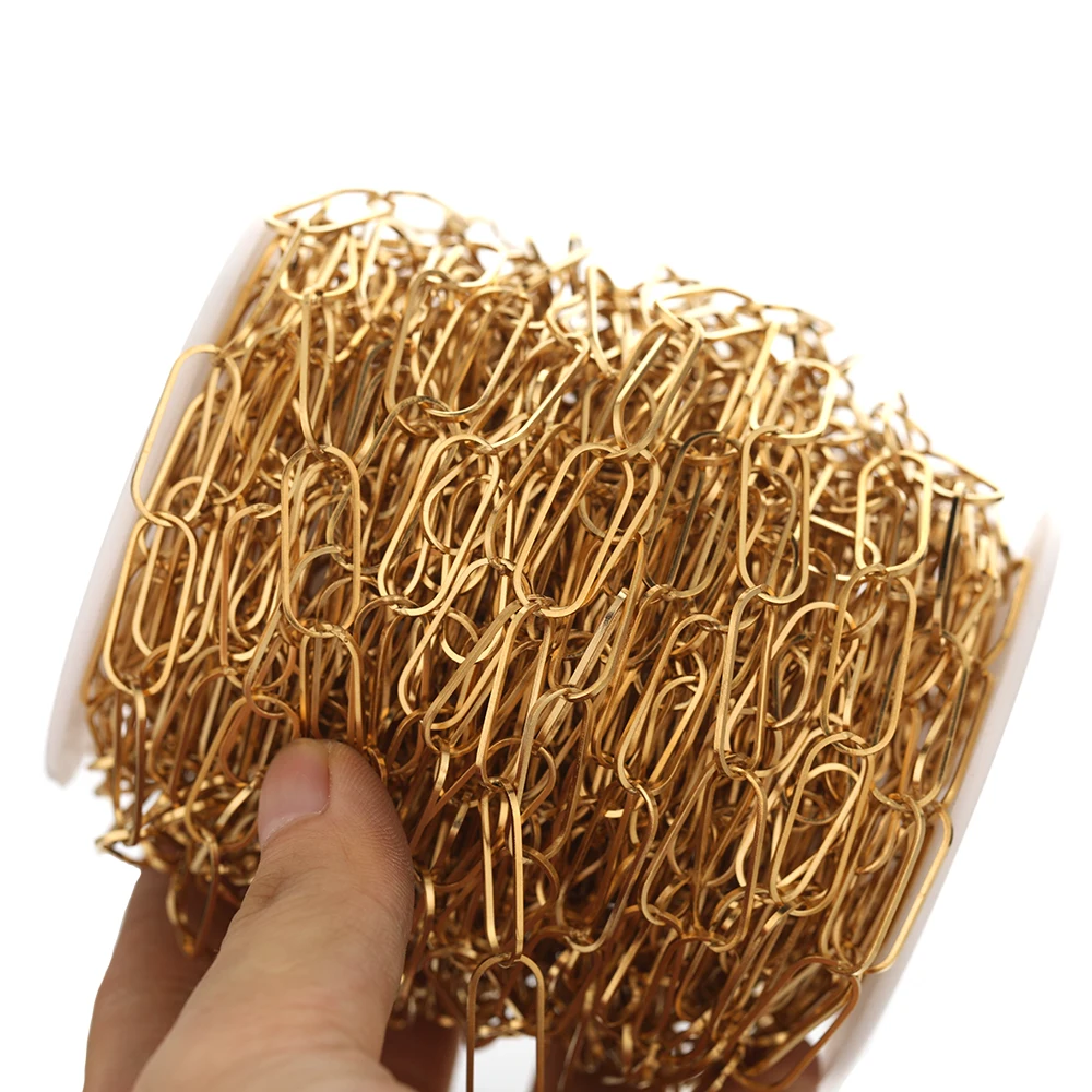 1 Meter Flache Ovale Edelstahl-Bügelketten, Kabelkette für DIY-Schmuckherstellung, Armband- und Halskettenzubehör – Detail 3