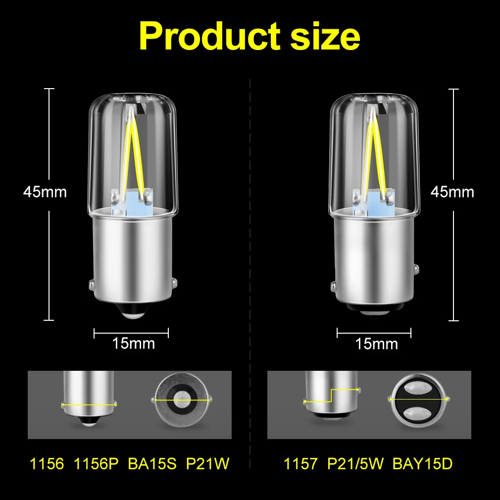 1pc 1156 BA15S led P21W 1157 BAY15D Led Bulb P21/5W LED R5W R10W COB Car Turn Signal Lights Reverse Lamp White Red Yellow 12V