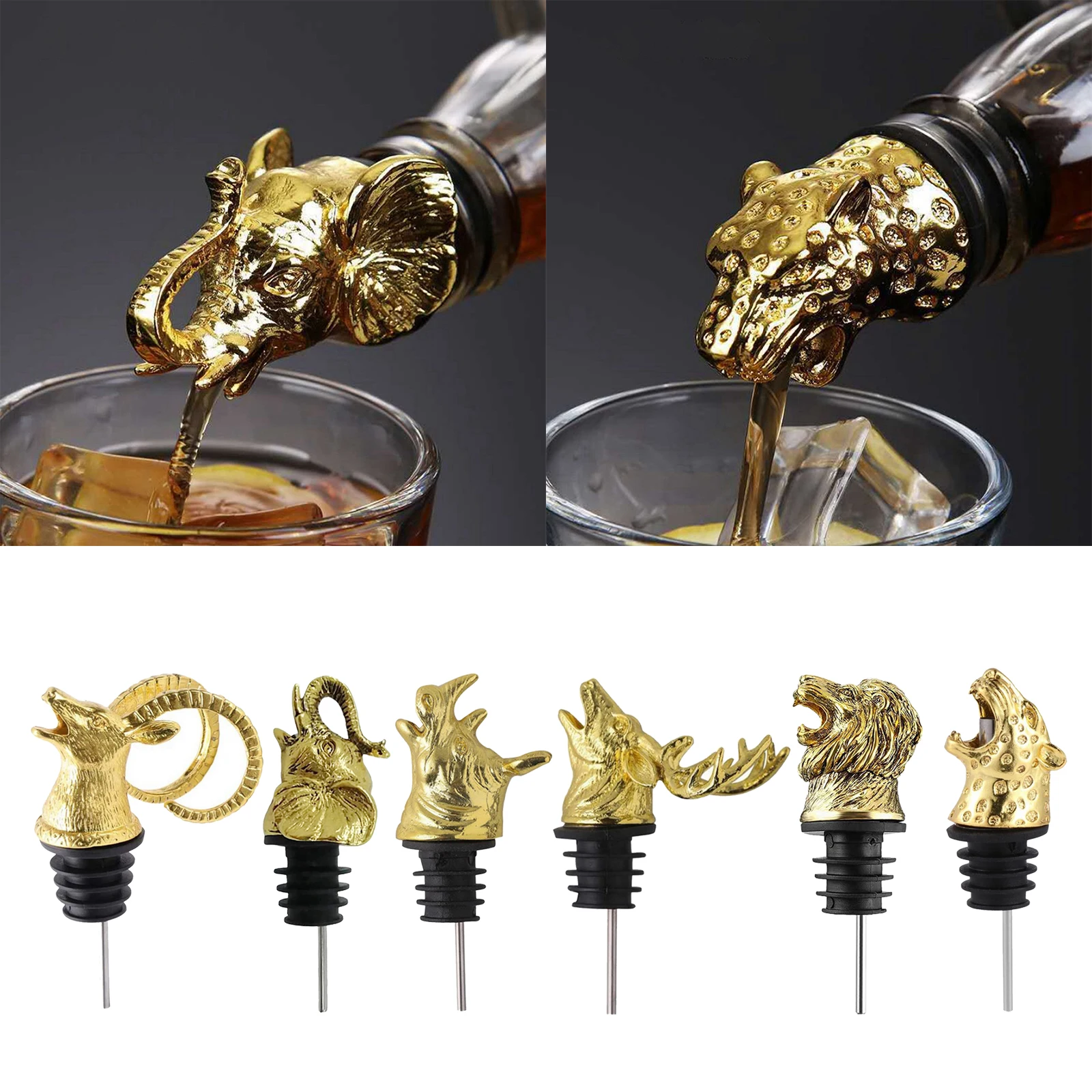 Aireadores de Vino de aleación de Zinc, vertedor, tapón de vino, vertedor de botellas, accesorios de cocina para el hogar, León, elefante, antílope, rinoceronte, ciervo