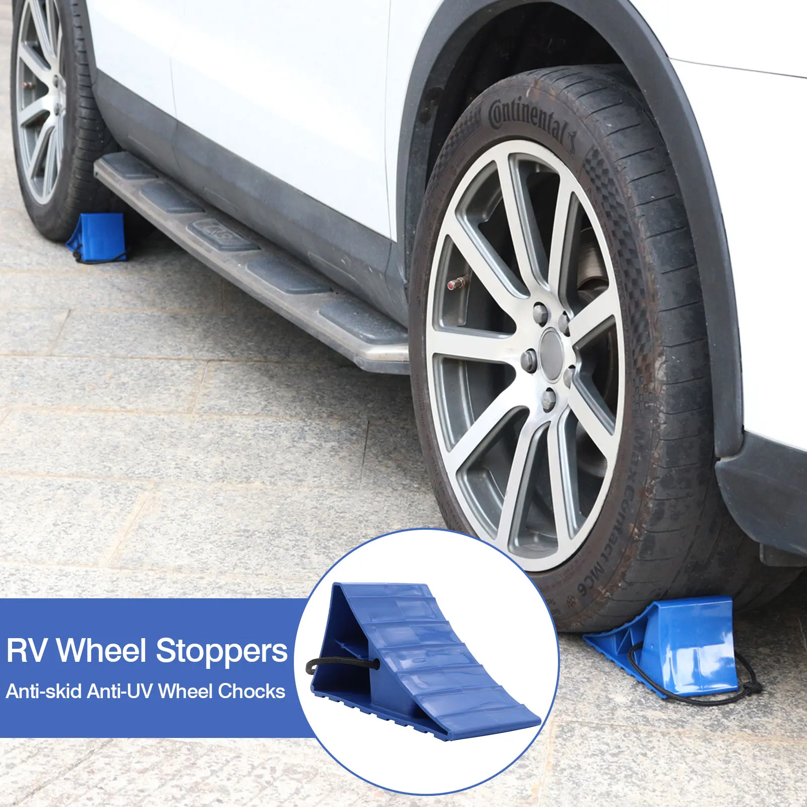 RV Wheel Stopper Safety Wheel Chocks Blocks Anti-skid Anti-UV Wheel Chocks Car Tyre Slip Stopper Alignment Triangle Support Pad