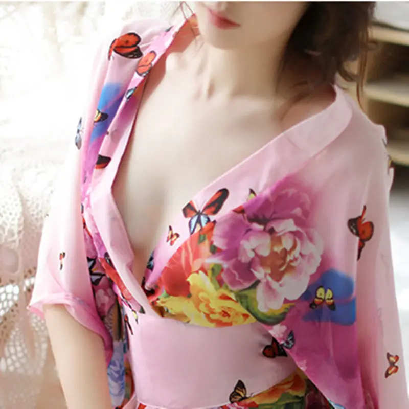 2024 New Sexy Lingerie corsetto da donna Sexy giapponese farfalla stampa Kimono accappatoio uniforme tentazione vestito Costume