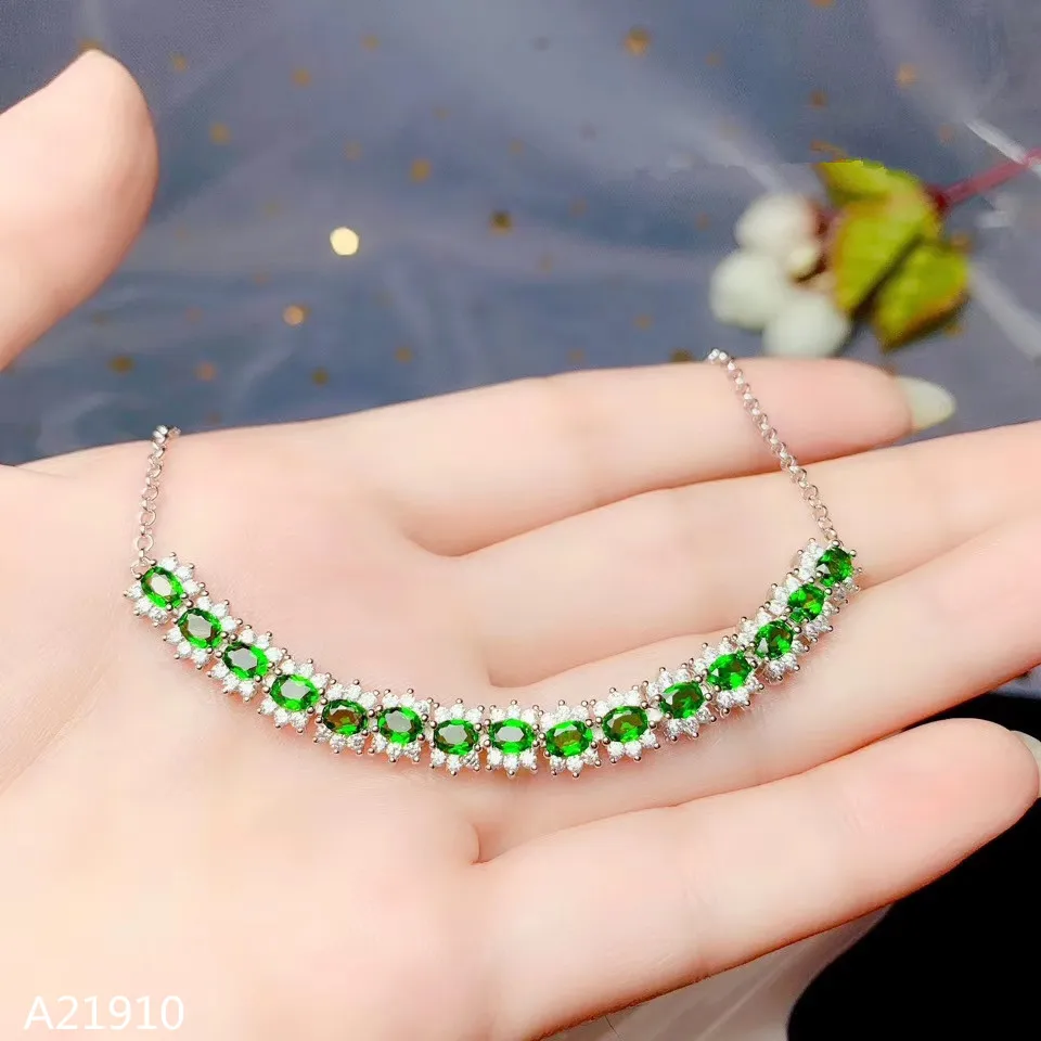 

KJJEAXCMY fine jewelry 925 sterling silver inlaid natural diopside female bracelet support detection new exaggeration