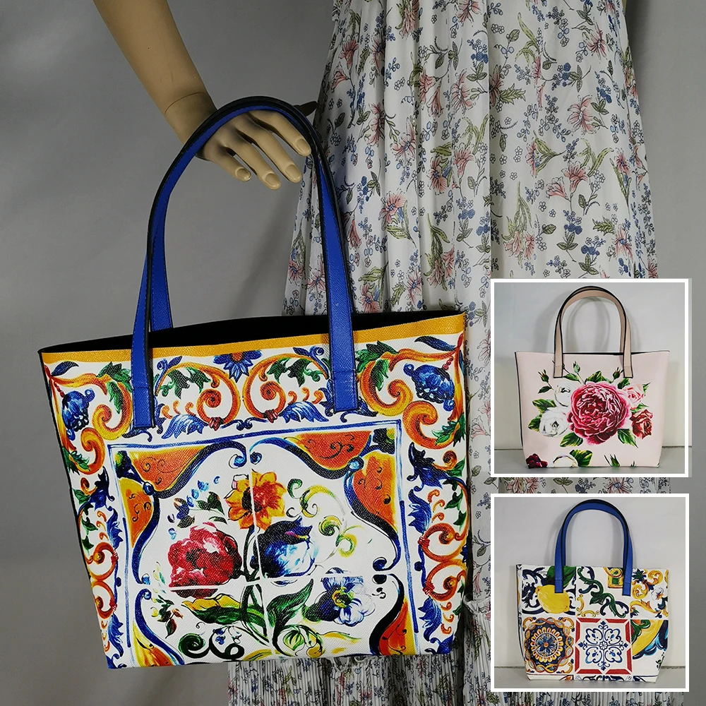 Znane marki torebki luksusowe 2019 panie moda róże largelarge tote bag włochy luksusowa torba markowa torba na ramię kwiatowy teksturowane