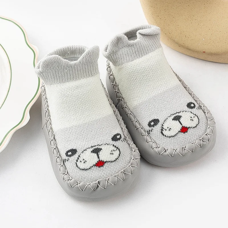 Lawadka Newborn Baby Socks With Rubber Soles Cotton Cartoon Infant Girls Boys Shoes Four Seasons Toddler Anti Slip Sole Sock