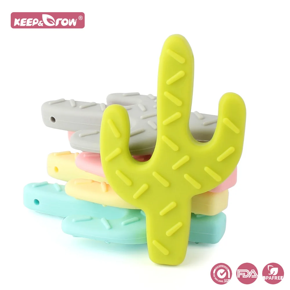 Keep&Grow 1Pcs Bebe Cactus Silicone Teether Nipple Chain Molar Tool Children's Care Toy Bebe Reborn Food Grade Silicone Teething