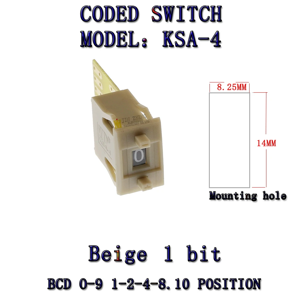 KSA-4 BCD-code Binaire uitgangsschakelaars/duimwielschakelaars 8421C Verguld klemmenblok 0-9 cijfers Decimale code Beige Zwart