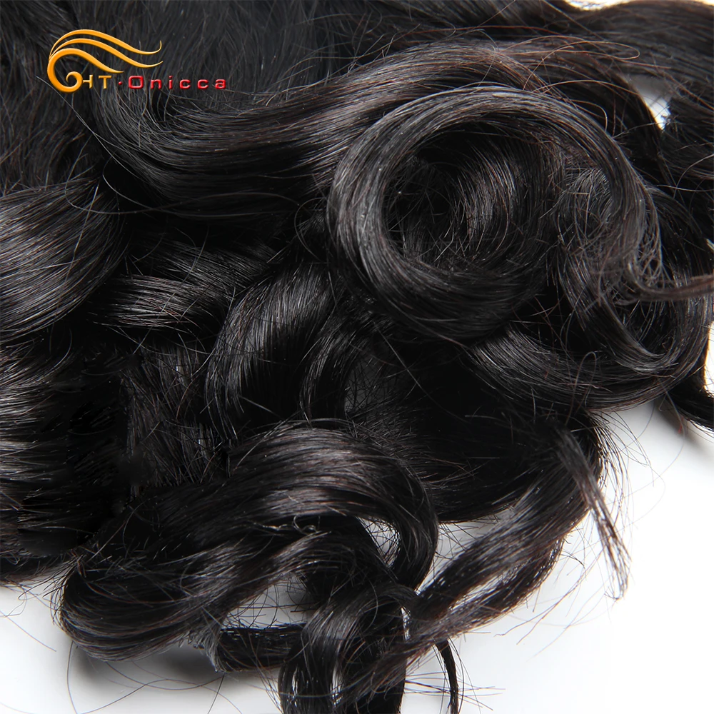 Curly Human Hair Bundles With Closure T Part Lace Closure Short Brazilian Hair Curly Bundles With Closure Natural Color