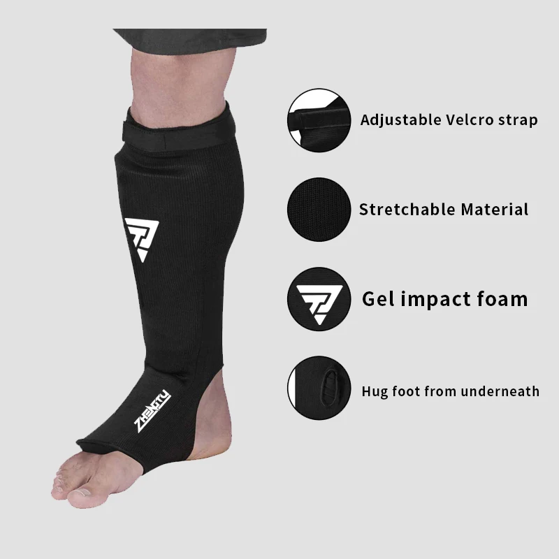 Algodão boxe shin guardas mma instep tornozelo protetor de proteção do pé tkd kickboxing pad muaythai formação protetores de suporte de perna