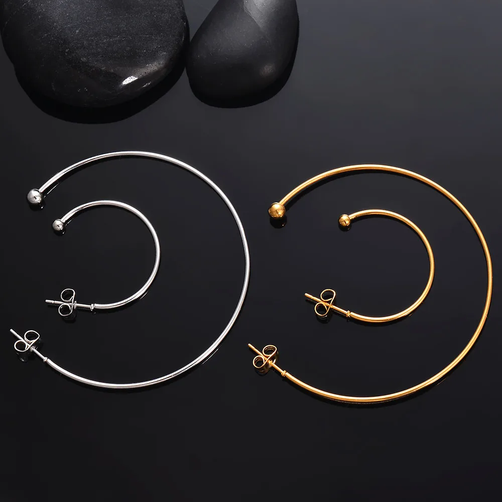 1 Pair Big Circle For Women Hoop Earrings Exaggerated Hoop Ear Loop Smooth Ring Earring Stainless Steel Jewelry