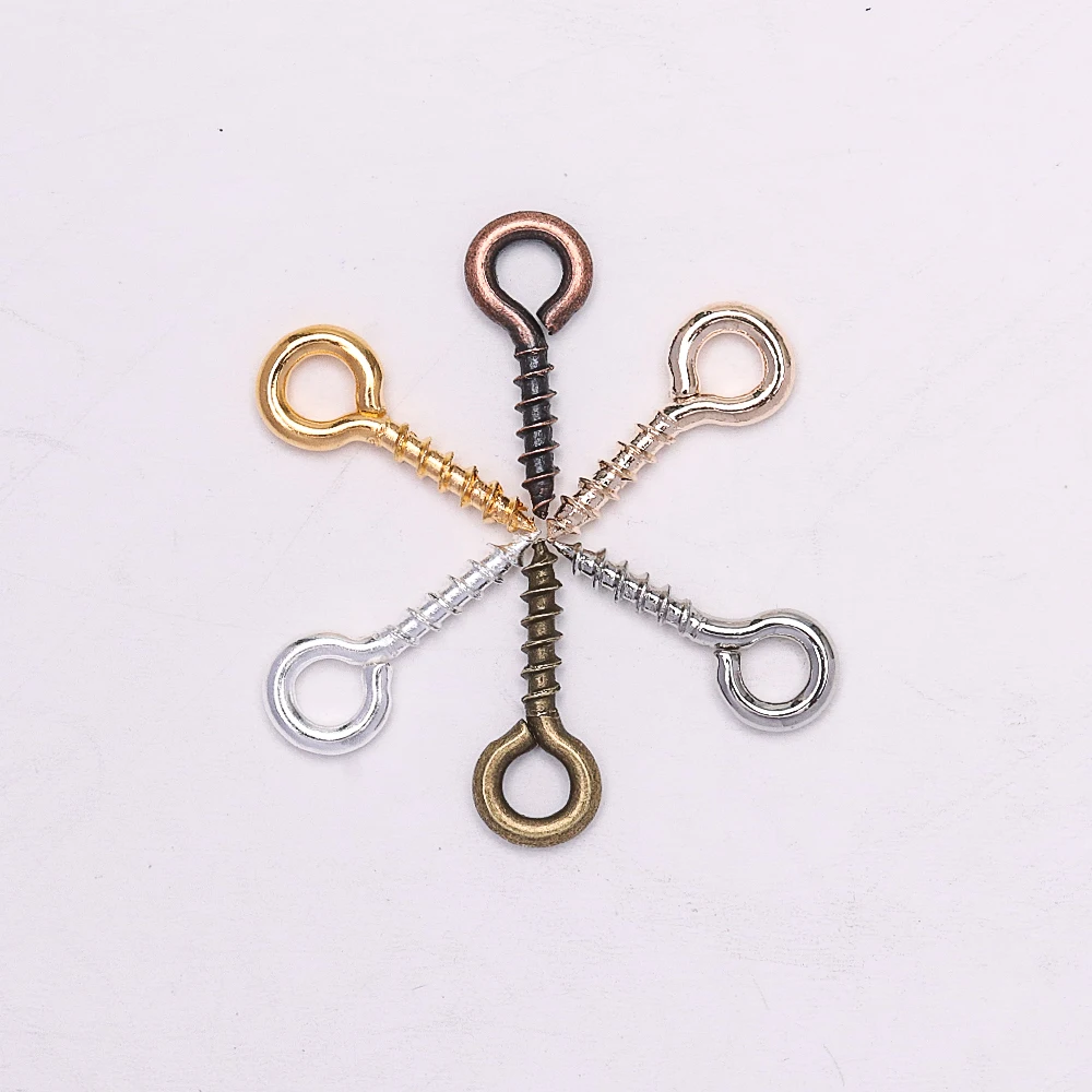 100–200 Stück kleine kleine Mini-Augennadeln, Nietstifte, Haken, Ösen, Schraubgewinde, goldfarbene Verschlüsse, Haken, Schmuckzubehör für die Herstellung von DIY – Detail 6