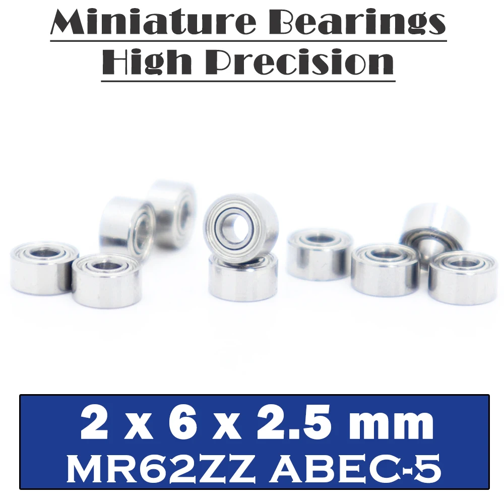 MR62ZZ Bearing 2*6*2.5 mm ABEC-5 ( 10 PCS ) Miniature MR62 ZZ Ball Bearings Chrome Steel Quality R-620 W52