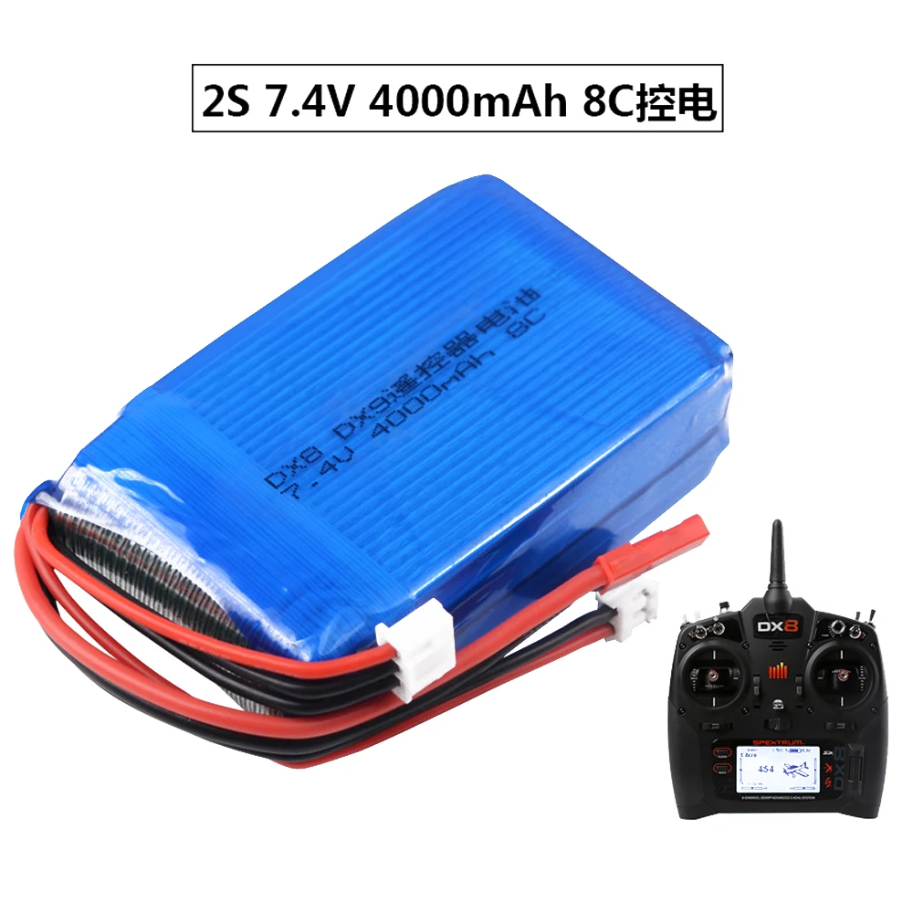 RC 7.4V 4000mAh 8C trasmettitore Lipo batteria JST spina per spek(dx9 DX8 DX7 DX6E telecomando trasmettitore batteria