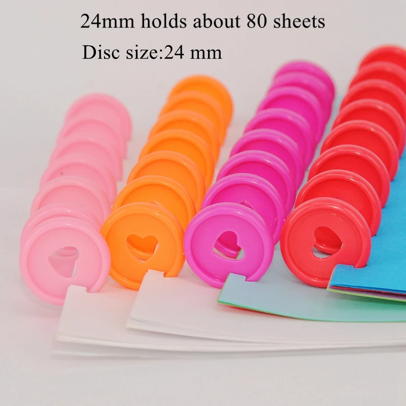 50/100 Pcs Heart Binding Rings Loose Leaf Binder Discs for Notebook 24mm Diy Happy Planner Disc Mushroom Binders Office Supplies