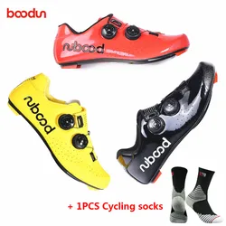 BOODUN New Road Cycling Shoes Carbon Fiber Self-Locking Ultralight Breathable Wear Non-slip professional Bicycle Racing Shoes