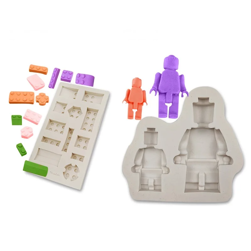 Robot Building Blocks Silicone Mold for DIY Chocolate Candy Pastry Dessert Decoration Fondant Mould Kitchenware Baking Tool