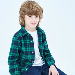 Boys Girls Plaid Casual Shirts Children Fashion Lattice Design Kids Long Sleeve Button Down Flannel Dress Shirts