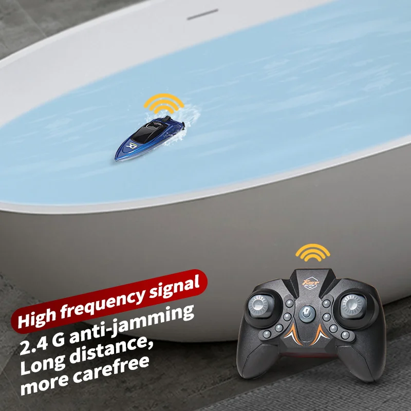 Dual Motor Mini Portable High Speed Remote Control RC Boat 2.4G Water Sensor Crash Resistant Waterproof RC Speedboat Boy Gift