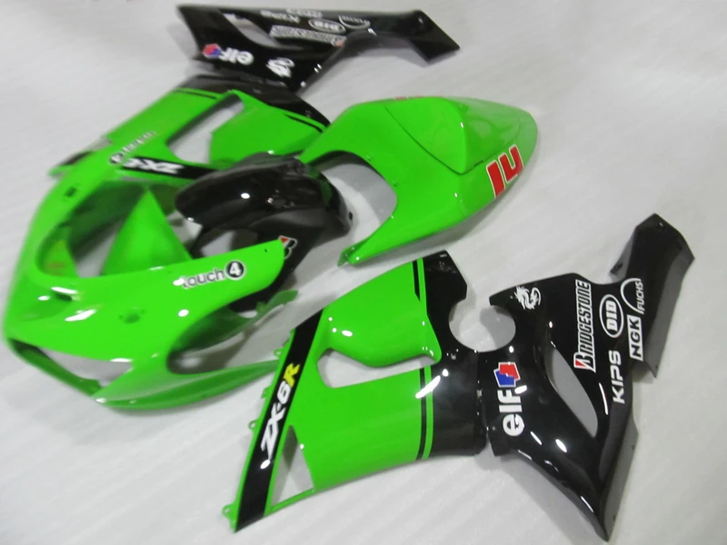 Fit for Kawasaki ZX6R fairings 2005 2006 plastic bodywork set 05 06  ZX-6R Ninja 636 black green fairing kit LK46