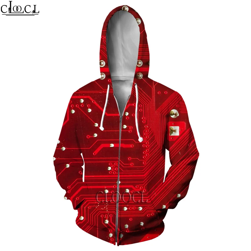 HX 2021  Newest Electronic Chip 3D Print Hip Hop Zipper Hoodies Men Women Fashion Autumn Hot Selling Hoody Casual Harajuku Coat