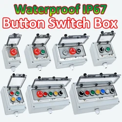 ABS Plastic IP67 Waterproof Button Junction Box Emergency Stop Self Recovery Switch Control Box Transparent Protective Cover