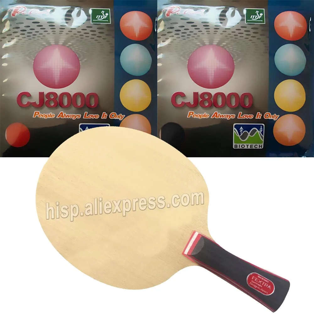 

Pro Table Tennis PingPong Combo Racket Sanwei FEXTRA 7 Blade with 2x CJ8000 BIOTECH H36-38 Rubbers Long Shakehand FL