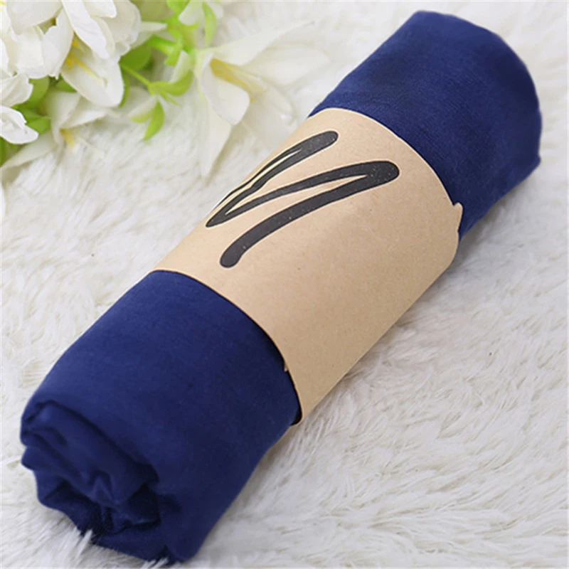 New Muslim Hijab Muffler Scarf Women Solid Color Cotton Linen Long Scarf Pashmina Hijabs Scarves Shawls Wraps Foulard Headband