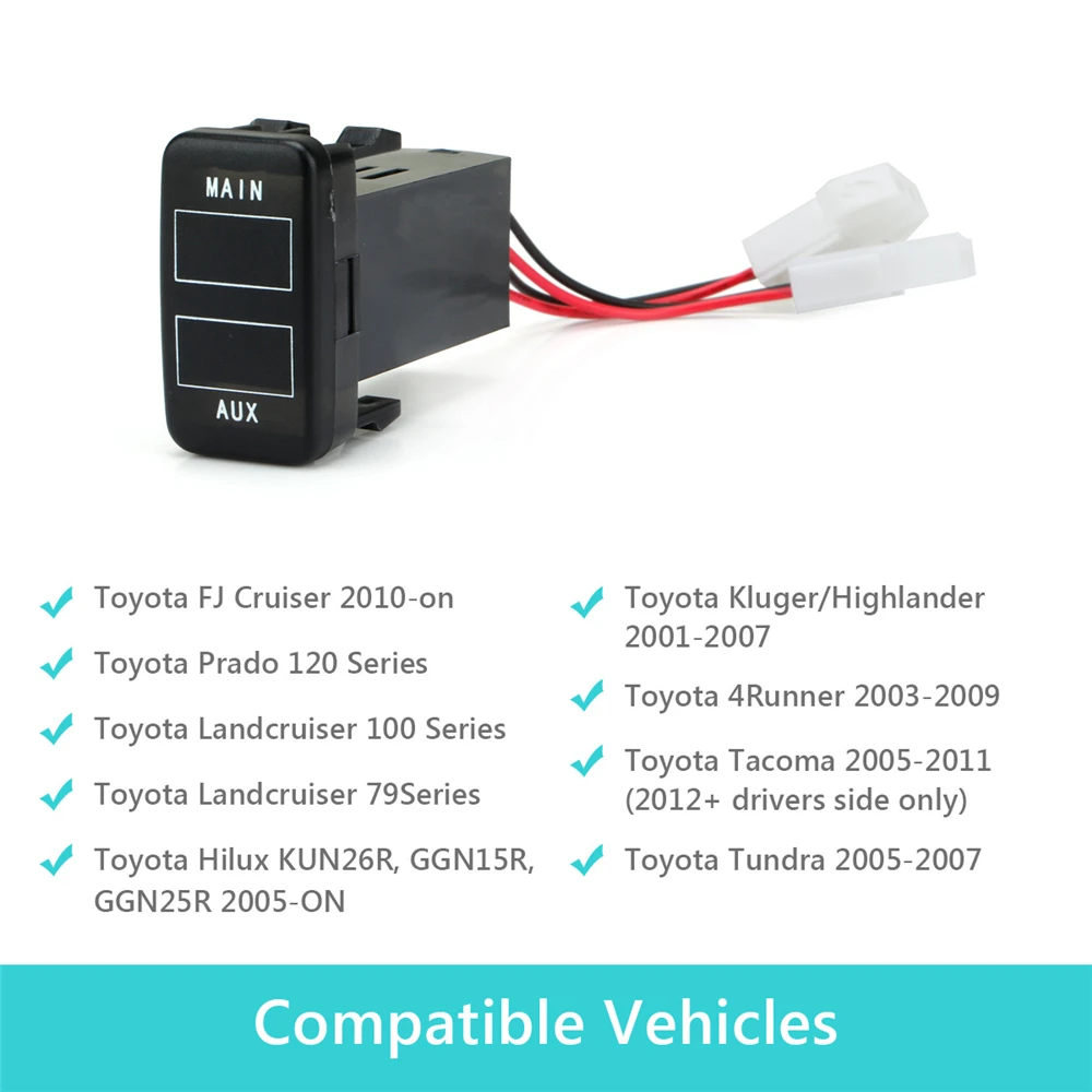 For Toyota Prado 120 FJ Cruiser 2010-On Landcruiser 100 79 Series Tacoma 2005-2011 Hilux 40x22mm Car Dual Battery Volt Meter