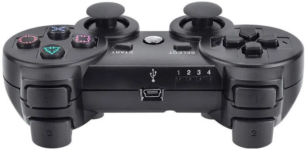 PS3 Controller 2 Pack Wireless 6-axis Dual Shock Gaming Controller for Sony Playstation 3 with Charging Cord (Black)