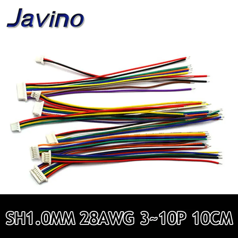 5Pcs SH 1.0 Wire Cable Connector DIY SH1.0 JST 2/3/4/5/6/7/8/9/10 Pin Electronic Line Single Connect Terminal Plug 28AWG 10cm