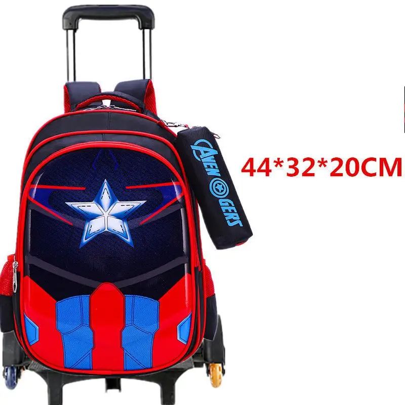 Carton School Trolley Bags for boys PU rolling backpack for school kids wheeled backpack children school trolley bag for kids