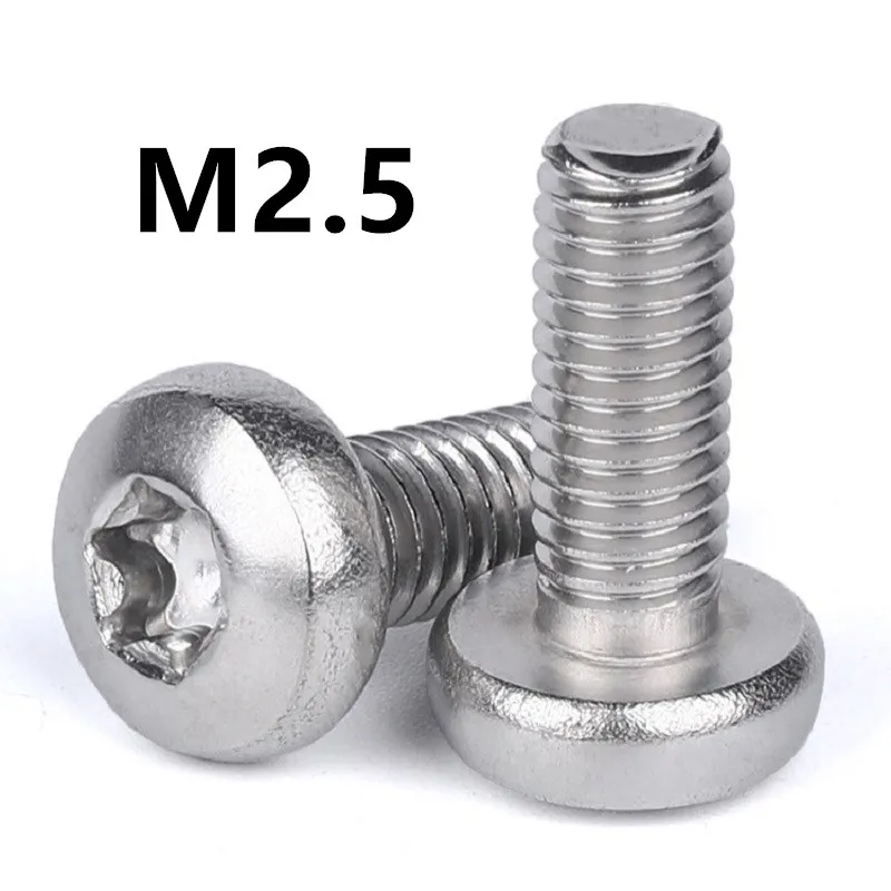 500pcs/lot M2.5x4/5/6/8/10mm GB2672  ISO14583 Stainless steel pan head torx screw six-lobe machine screws