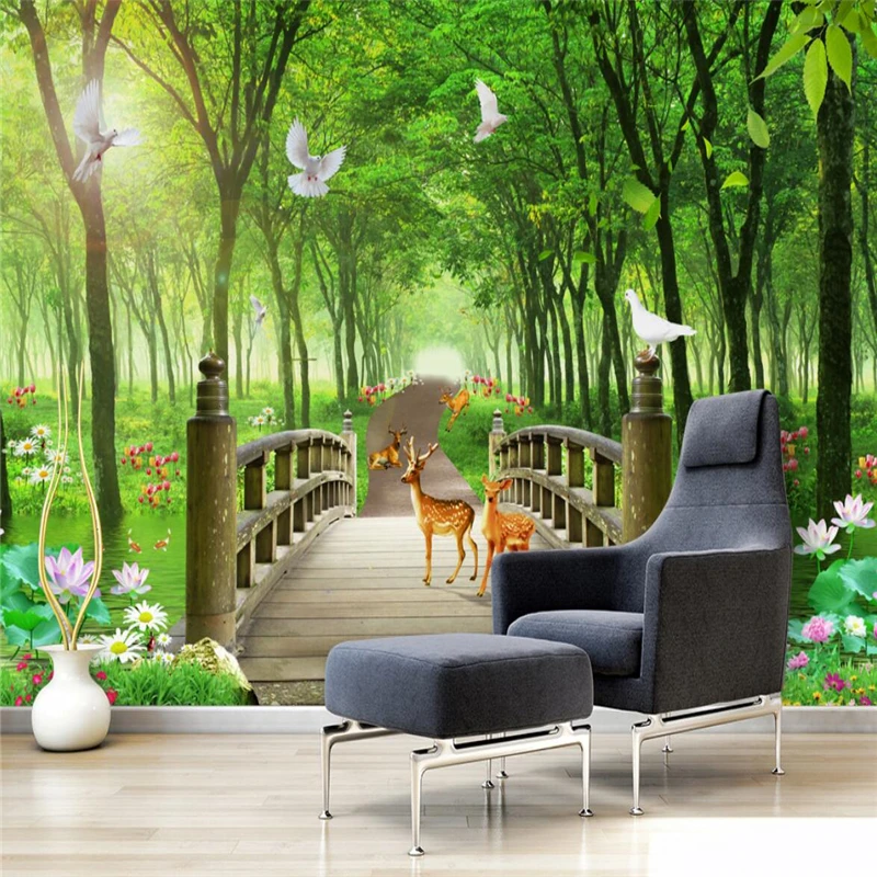 

Custom Virgin forest grassland scenery wallpaper for living room bedroom background mural wall paper home decor 3D wall stickers