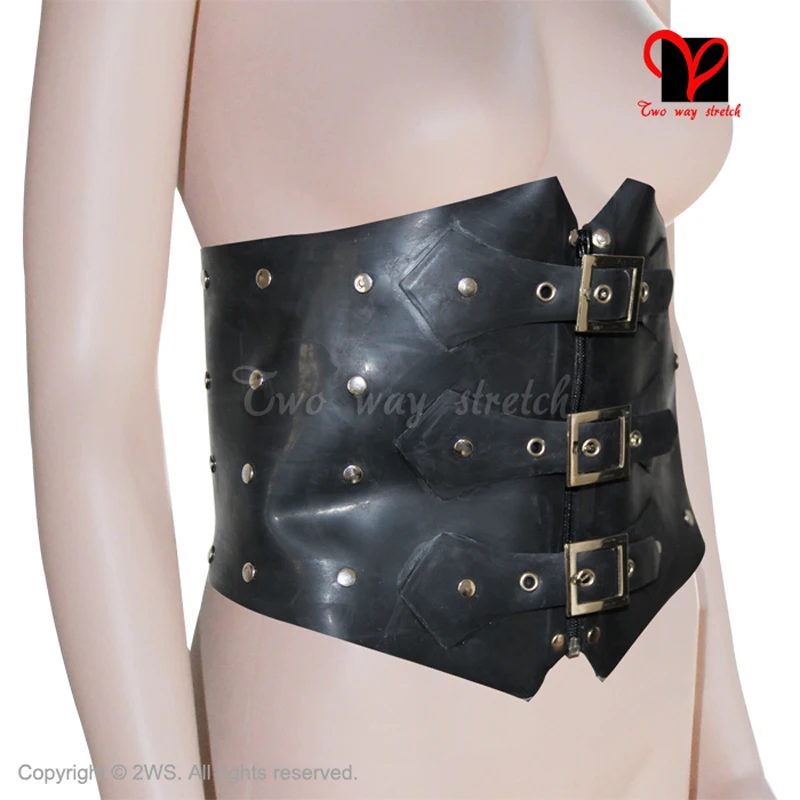 

Latex Corsets Rubber Bustiers Gummi Corsage Top Underbust Rivet Bodice Waist Cincher Belt Basque Waspie Girdle Plus Size Cy-001