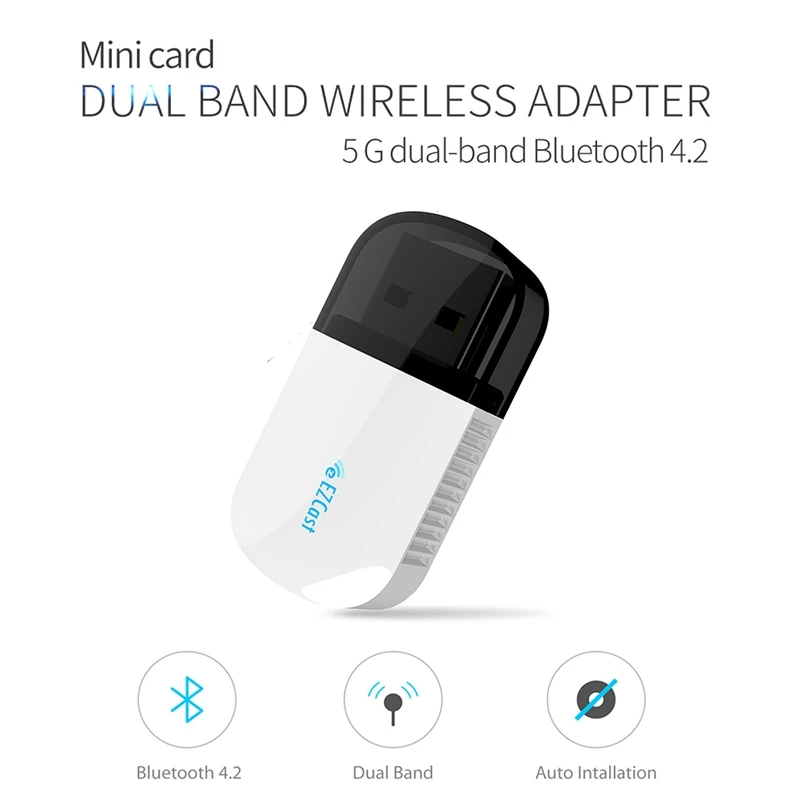 Ezcast 600 Мбит/с двухдиапазонный 2,4G Телефон Беспроводной Wi-Fi адаптер USB Bluetooth 4,2