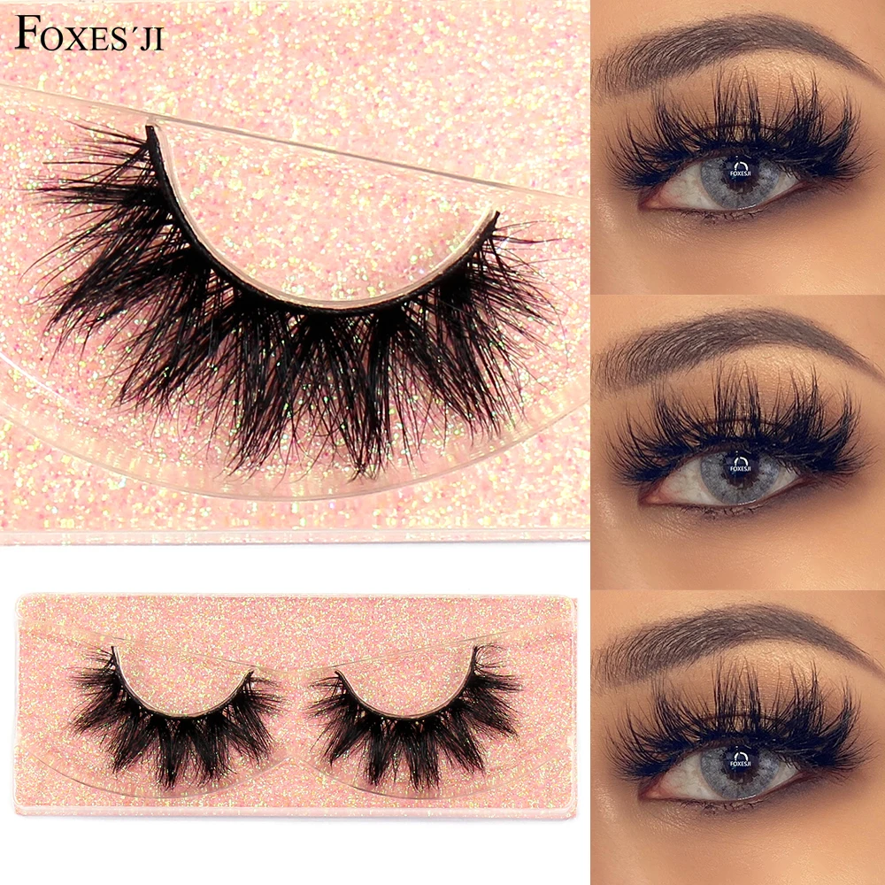 FOXESJI Mink Eyelashes 3D Lashes Natural long Volume Cross Thick Fluffy False Eyelashes Eye Mink Lashes Wispy Eyelash Makeup K09