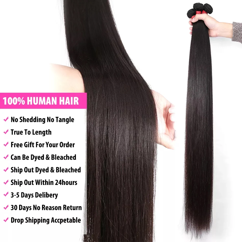 Luvin Bone Straight 30 40 Inch 3 4 Bundles deal Brazilian 100% Human Hair Weaves Natural Color Remy Raw Double Drawn Wholesale