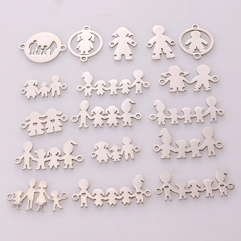 5pcs Family Chain Stainless Steel Pendant Necklace Parents and Children Necklaces Gold/steel Jewelry Gift for Mom Dad New Twice
