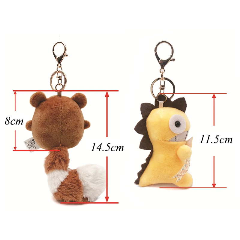 لطيف الكرتون لينة الحيوان أفخم المفاتيح لعبة البلدغ النمر الدب الفيل ديناصور الغزلان أرنب الراكون مشعر القرش لطيف أفخم هدية #6